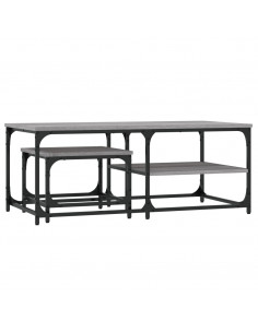 Tavolini Salotto Impilabili 2pz Grigio Sonoma Legno Multistrato 2