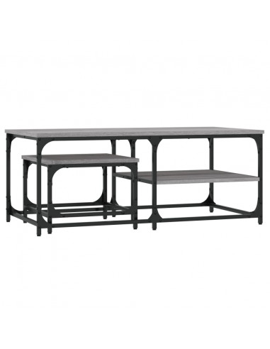 Tavolini Salotto Impilabili 2pz Grigio Sonoma Legno Multistrato