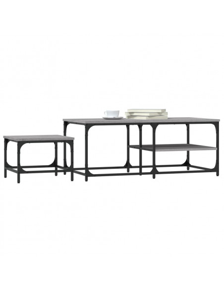 Tavolini Salotto Impilabili 2pz Grigio Sonoma Legno Multistrato