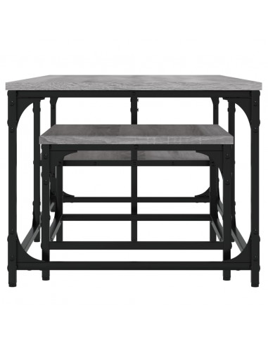 Tavolini Salotto Impilabili 2pz Grigio Sonoma Legno Multistrato