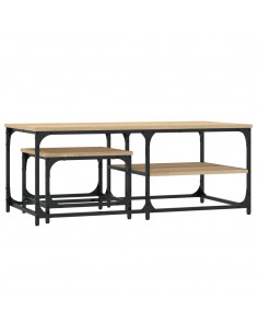 Tavolini Impilabili 2 pz Rovere Sonoma in Legno Multistrato 2