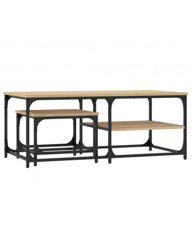 Tavolini Impilabili 2 pz Rovere Sonoma in Legno Multistrato