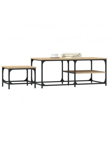 Tavolini Impilabili 2 pz Rovere Sonoma in Legno Multistrato