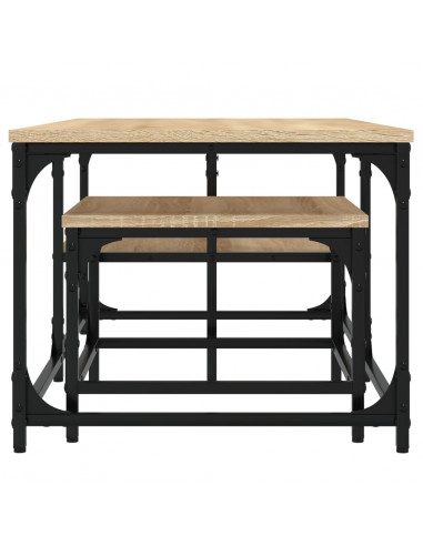 Tavolini Impilabili 2 pz Rovere Sonoma in Legno Multistrato