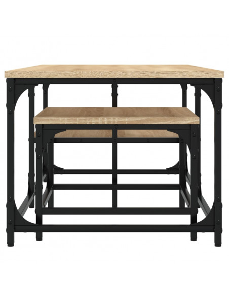 Tavolini Impilabili 2 pz Rovere Sonoma in Legno Multistrato