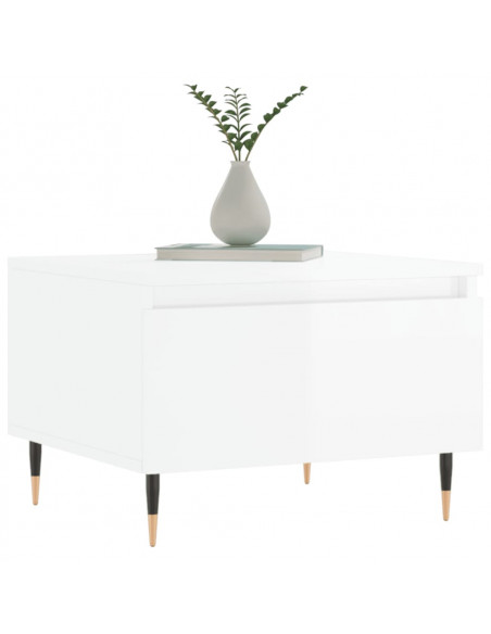 Tavolino da Salotto Bianco Lucido 50x46x35 cm Legno Multistrato