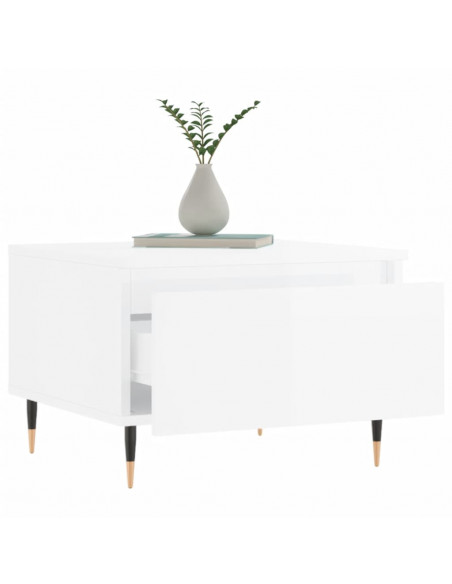 Tavolino da Salotto Bianco Lucido 50x46x35 cm Legno Multistrato