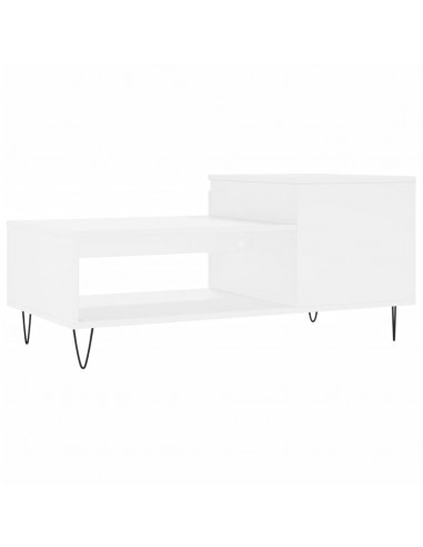 Tavolino da Salotto Bianco 100x50x45 cm in Legno Multistrato
