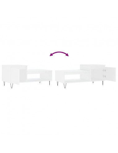 Tavolino da Salotto Bianco 100x50x45 cm in Legno Multistrato