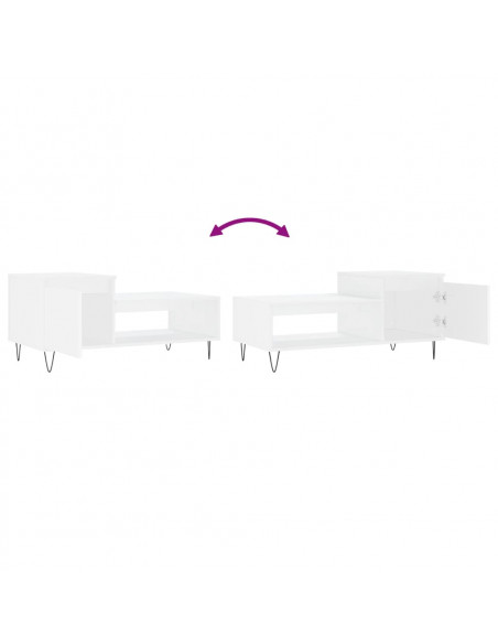Tavolino da Salotto Bianco 100x50x45 cm in Legno Multistrato