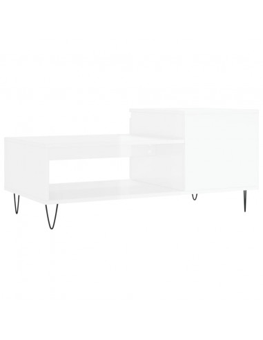 Tavolino da Salotto Bianco Lucido 100x50x45cm Legno Multistrato