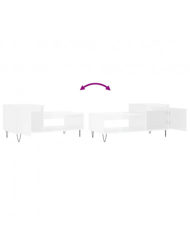 Tavolino da Salotto Bianco Lucido 100x50x45cm Legno Multistrato