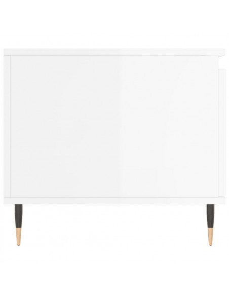 Tavolino da Salotto Bianco Lucido 100x50x45cm Legno Multistrato