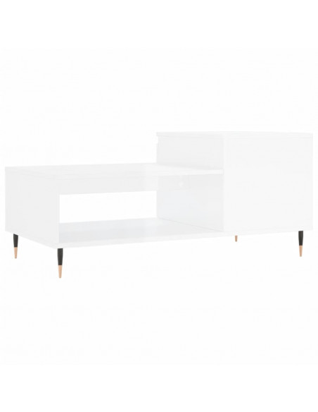 Tavolino da Salotto Bianco Lucido 100x50x45cm Legno Multistrato