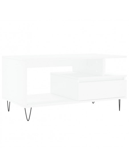 Tavolino da Salotto Bianco 90x49x45 cm in Legno Multistrato