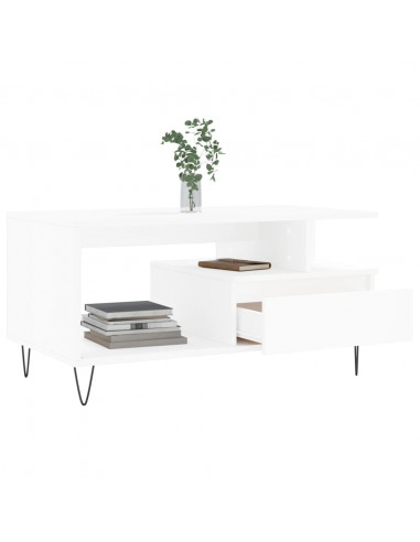 Tavolino da Salotto Bianco 90x49x45 cm in Legno Multistrato