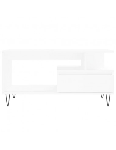 Tavolino da Salotto Bianco 90x49x45 cm in Legno Multistrato