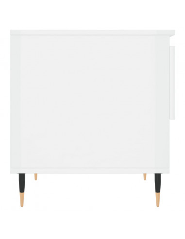 Tavolino Bianco Lucido 50x46x50 cm in Legno Multistrato