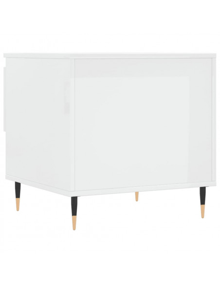 Tavolino Bianco Lucido 50x46x50 cm in Legno Multistrato