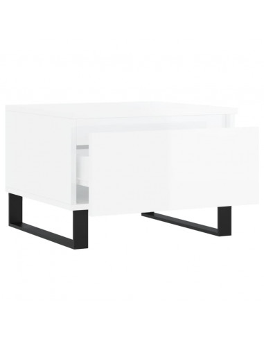 Tavolini Salotto 2pz Bianco Lucido 50x46x35cm Legno Multistrato