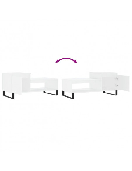 Tavolino da Salotto Bianco 100x50x45 cm in Legno Multistrato