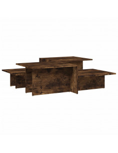 Tavolini da Salotto 2 pz Rovere Fumo in Legno Multistrato 2