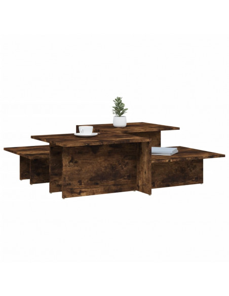 Tavolini da Salotto 2 pz Rovere Fumo in Legno Multistrato
