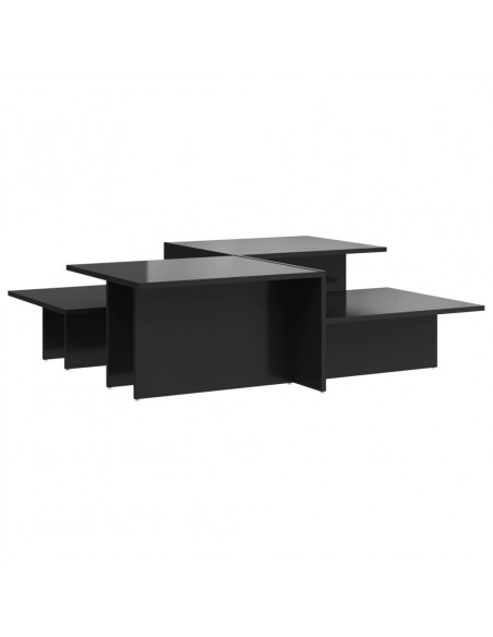 Tavolini da Salotto 2 pz Nero Lucido in Legno Multistrato