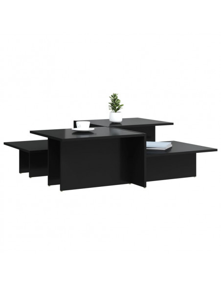 Tavolini da Salotto 2 pz Nero Lucido in Legno Multistrato