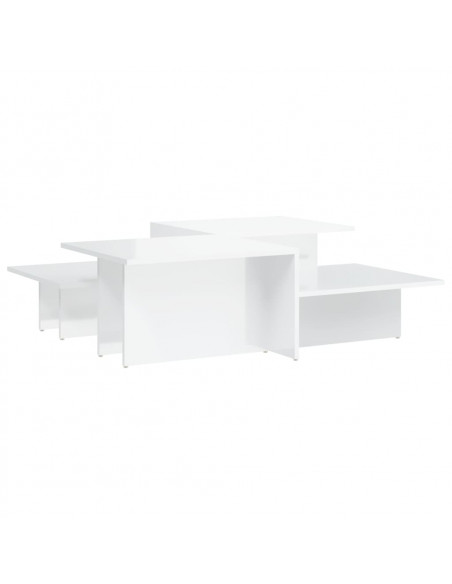 Tavolini da Salotto 2 pz Bianco Lucido in Legno Multistrato