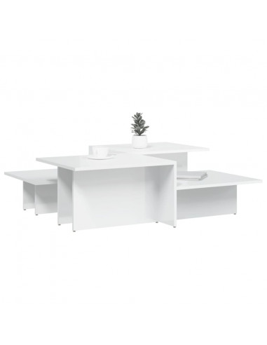 Tavolini da Salotto 2 pz Bianco Lucido in Legno Multistrato