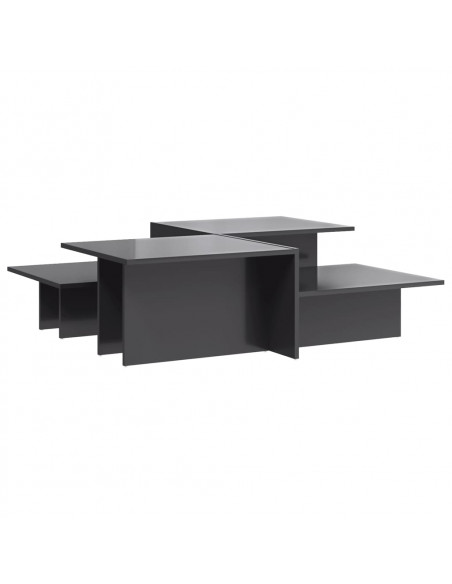 Tavolini da Salotto 2 pz Grigio Lucido in Legno Multistrato