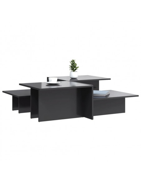 Tavolini da Salotto 2 pz Grigio Lucido in Legno Multistrato