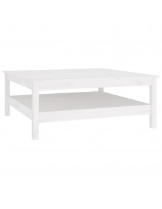 Tavolino da Salotto Bianco 100x100x40 cm Legno Massello di Pino 2