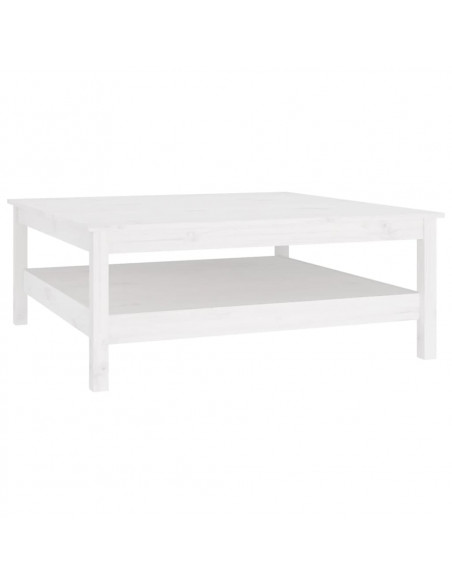 Tavolino da Salotto Bianco 100x100x40 cm Legno Massello di Pino