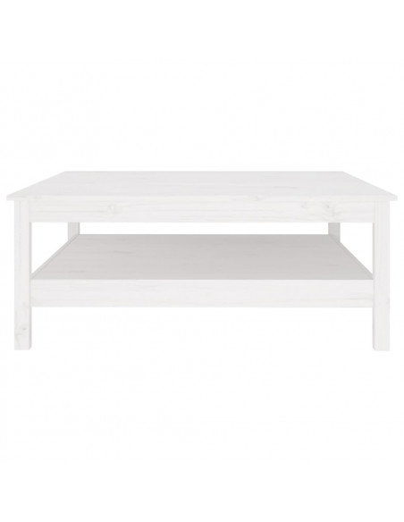 Tavolino da Salotto Bianco 100x100x40 cm Legno Massello di Pino