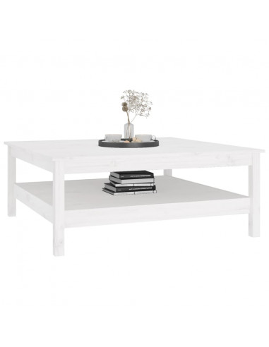 Tavolino da Salotto Bianco 100x100x40 cm Legno Massello di Pino