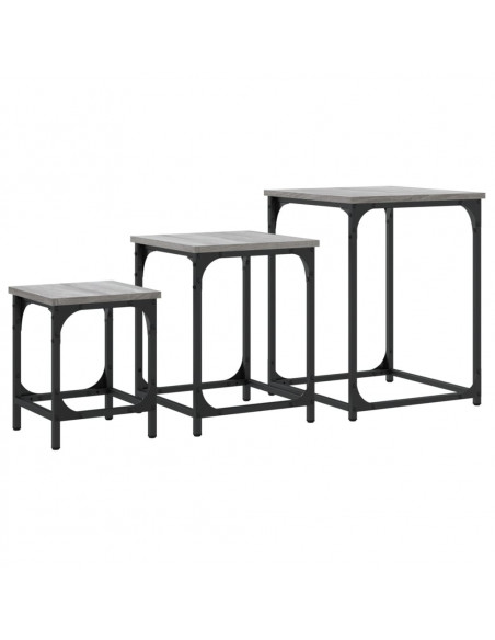 Tavolini Salotto Impilabili 3pz Grigio Sonoma Legno Multistrato