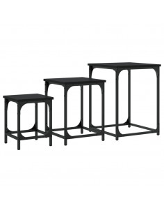 Tavolini Impilabili 3 pz Neri in Legno Multistrato 2