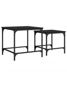 Tavolini Impilabili 2 pz Neri in Legno Multistrato 2