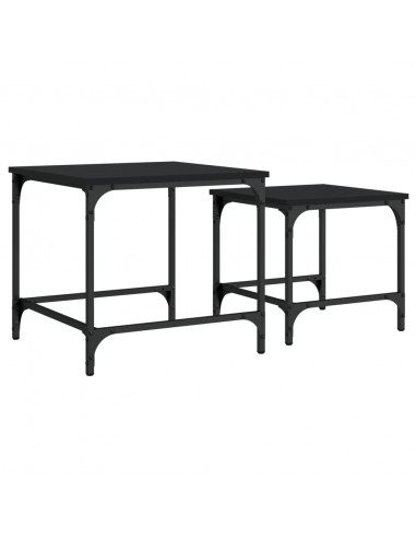 Tavolini Impilabili 2 pz Neri in Legno Multistrato