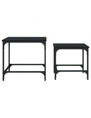 Tavolini Impilabili 2 pz Neri in Legno Multistrato