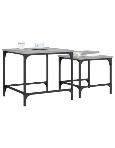 Tavolini Salotto Impilabili 2pz Grigio Sonoma Legno Multistrato