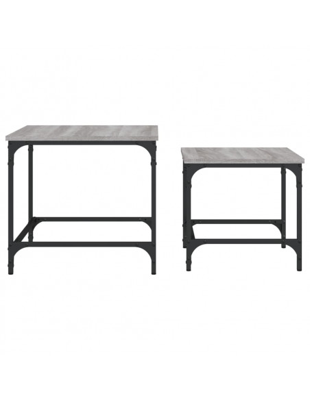 Tavolini Salotto Impilabili 2pz Grigio Sonoma Legno Multistrato