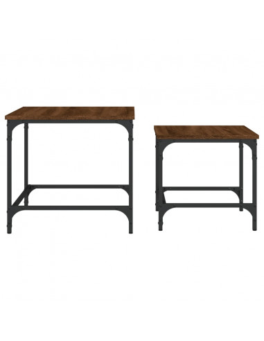 Tavolini Impilabili 2 pz Rovere Marrone in Legno Multistrato