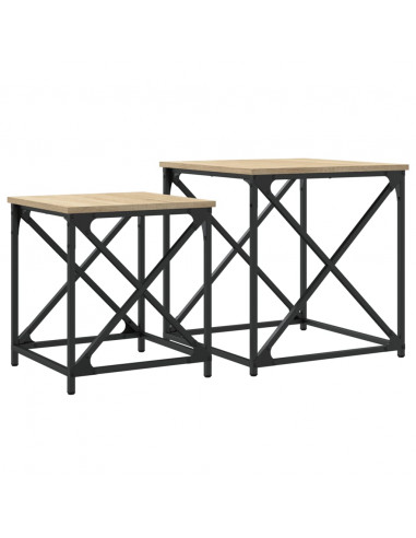 Tavolini Impilabili 2 pz Rovere Sonoma in Legno Multistrato