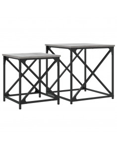 Tavolini Salotto Impilabili 2pz Grigio Sonoma Legno Multistrato 2