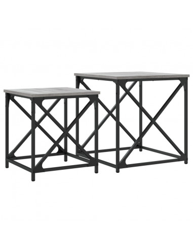 Tavolini Salotto Impilabili 2pz Grigio Sonoma Legno Multistrato
