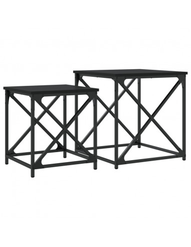Tavolini Impilabili 2 pz Neri in Legno Multistrato