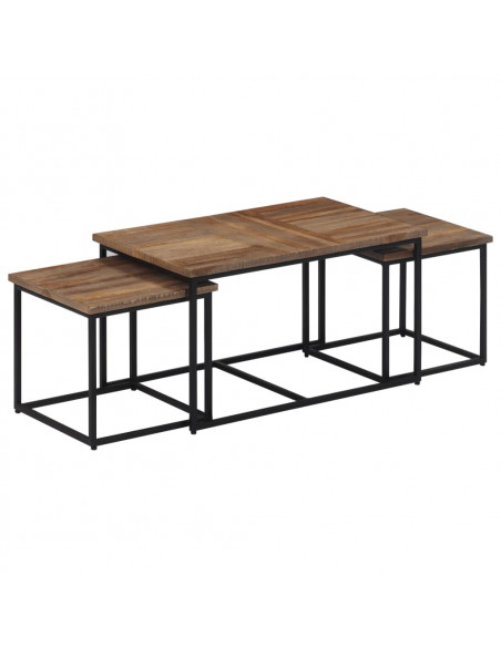 Tavolini a Incastro 3 pz in Legno Massello di Teak
